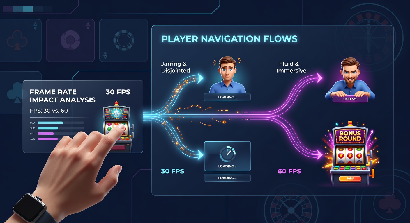Comparison of animation frame rates affecting navigation smoothness in casino mobile applications