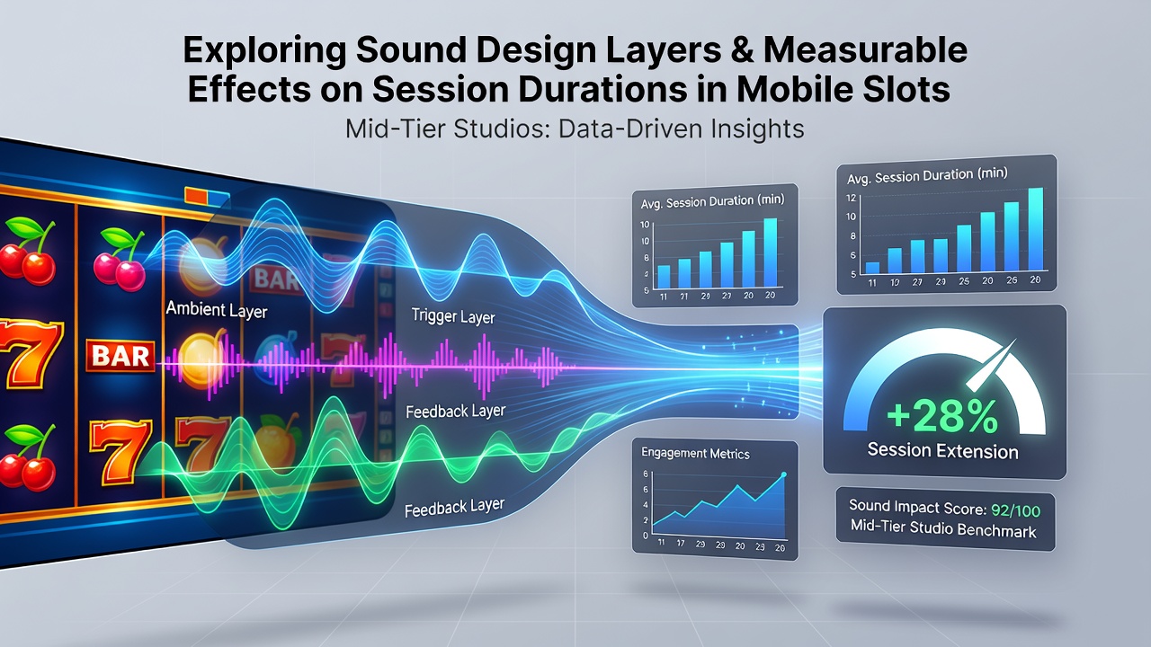 Mobile slot interface showing layered audio controls and waveform visualizations during gameplay
