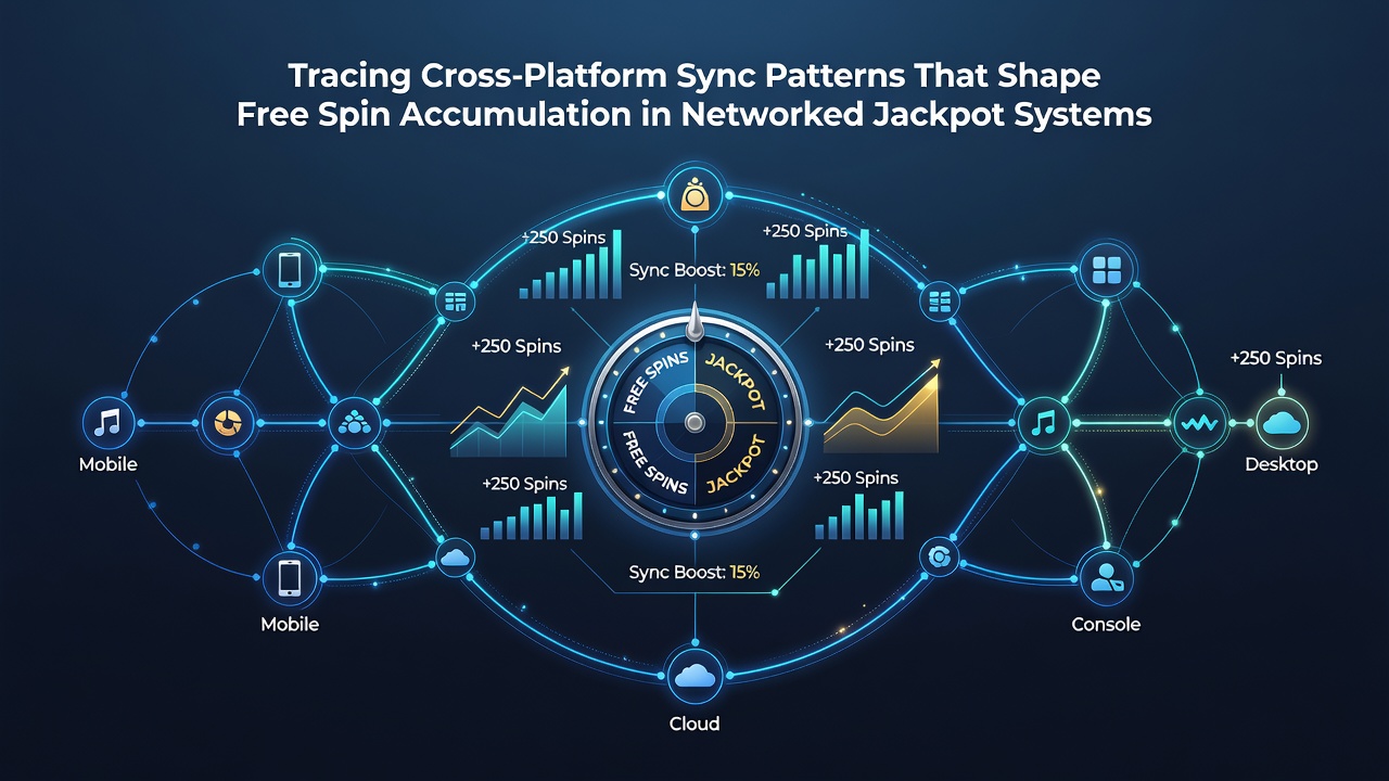 Flowchart illustrating free spin accumulation process in networked jackpot environments